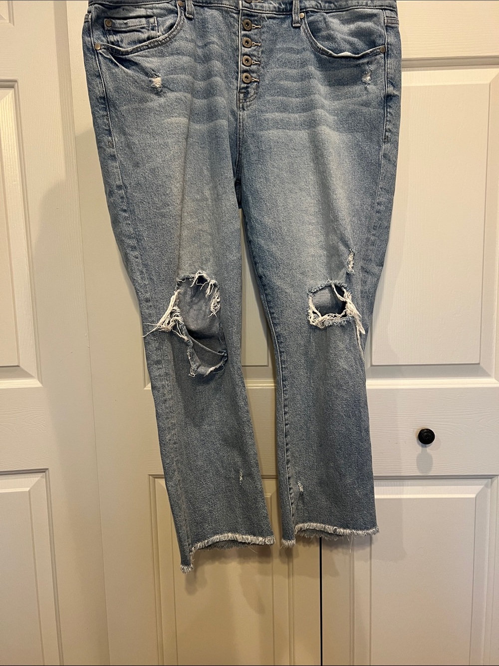 Torrid Light Blue Distressed Straight-Leg Jeans